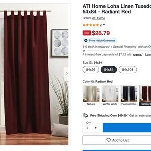 Loha Linen Tuxedo Curtain Pair - Radiant Red